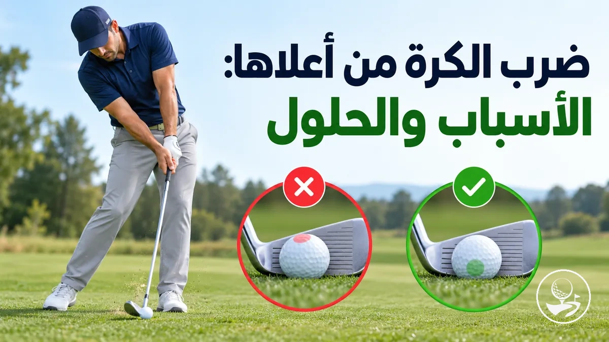 لاعب جولف مبتدئ يعمل على تجنب ضرب الكرة من أعلاها
