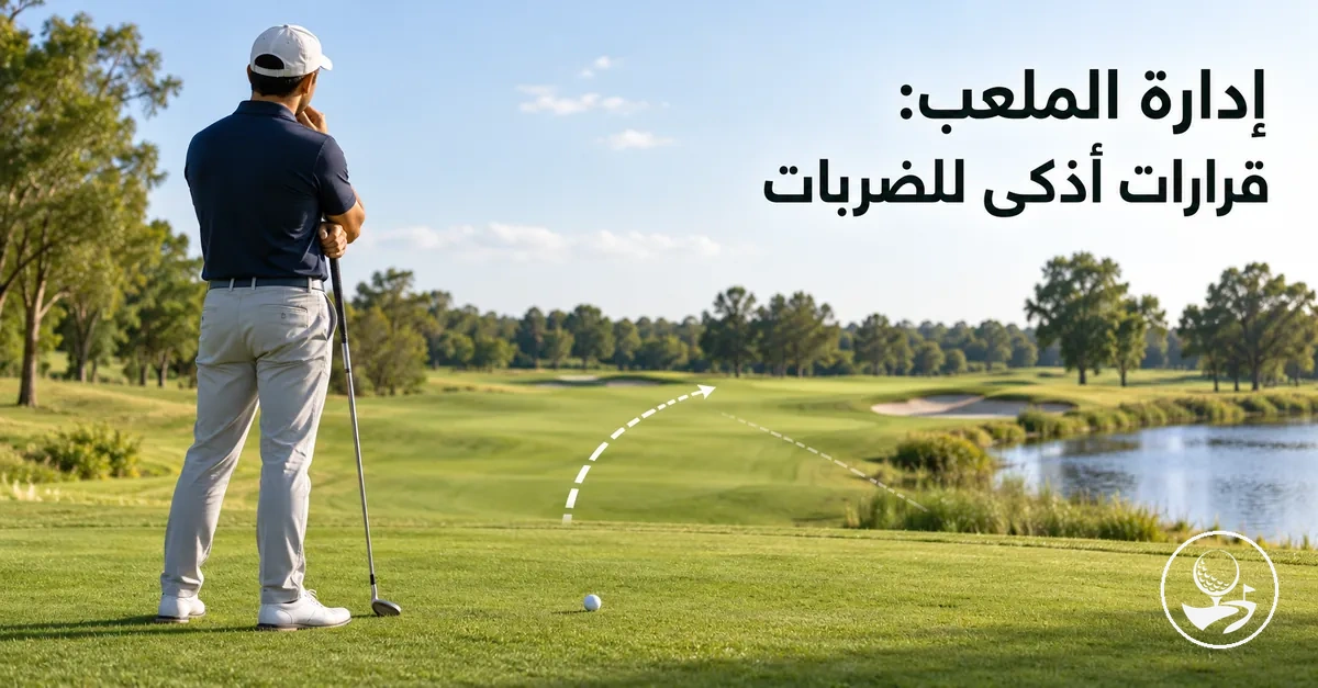 لاعب جولف مبتدئ يخطط لضربة أكثر أمانًا أثناء إدارة الملعب
