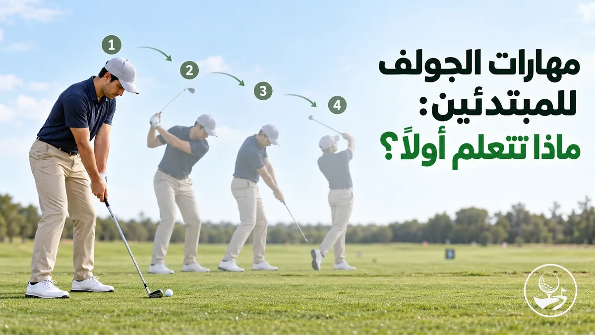 لاعب جولف مبتدئ يتدرب على المهارات الأساسية حسب ترتيب التعلم