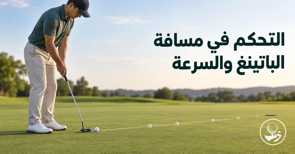 لاعب جولف مبتدئ يتدرب على سرعة الباتينغ والتحكم في المسافة