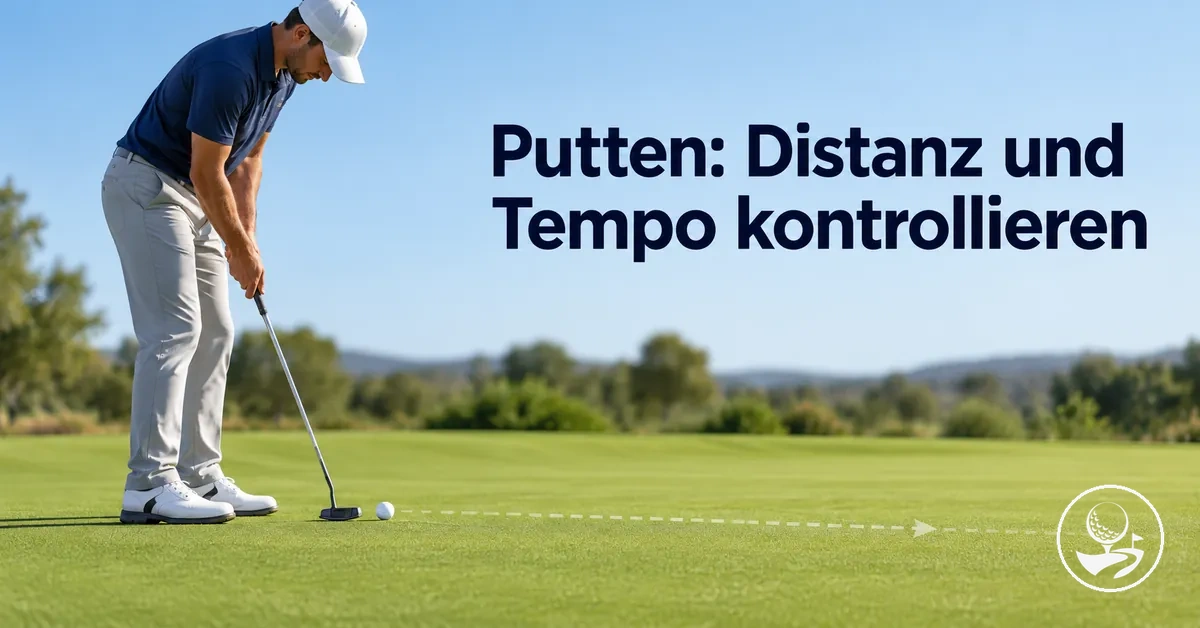 Golfanfänger übt Tempo und Distanzkontrolle beim Putten