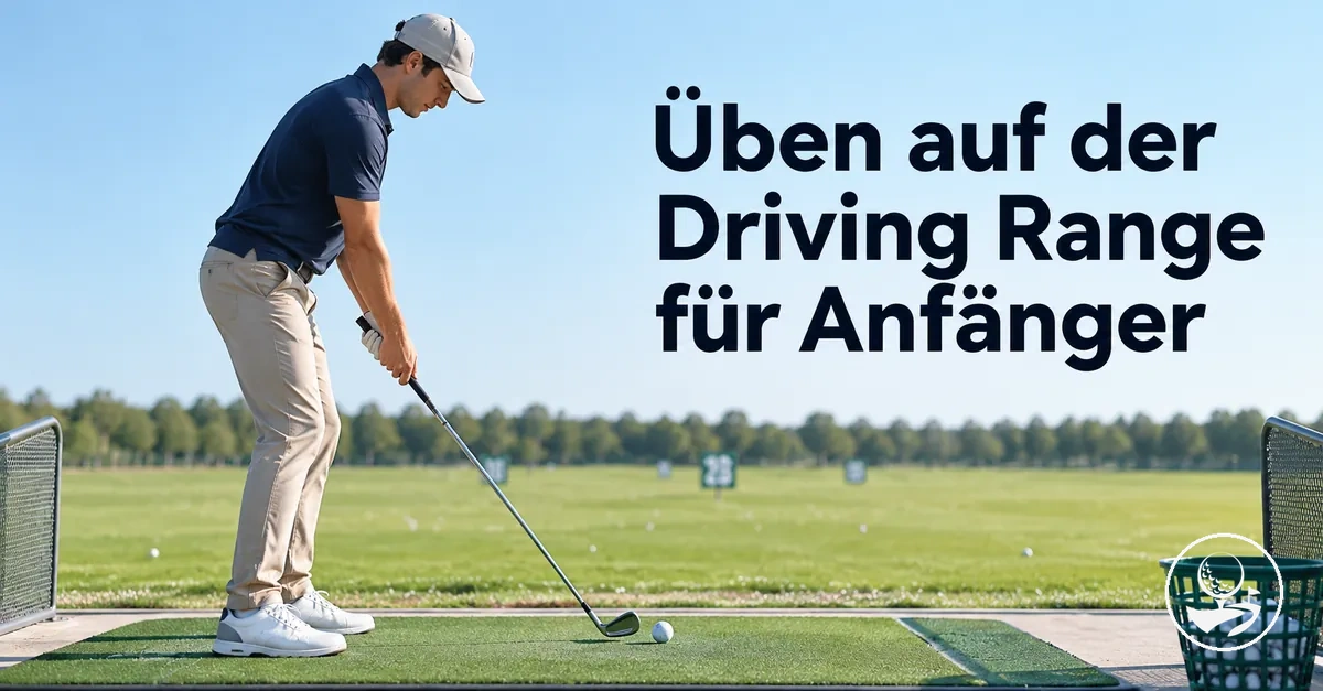 Golfanfänger übt Schläge auf einer Driving Range