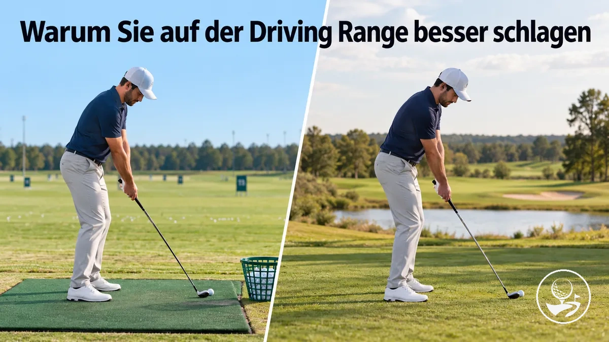 Golfanfänger vergleicht seine Leistung auf der Driving Range mit der auf dem Golfplatz