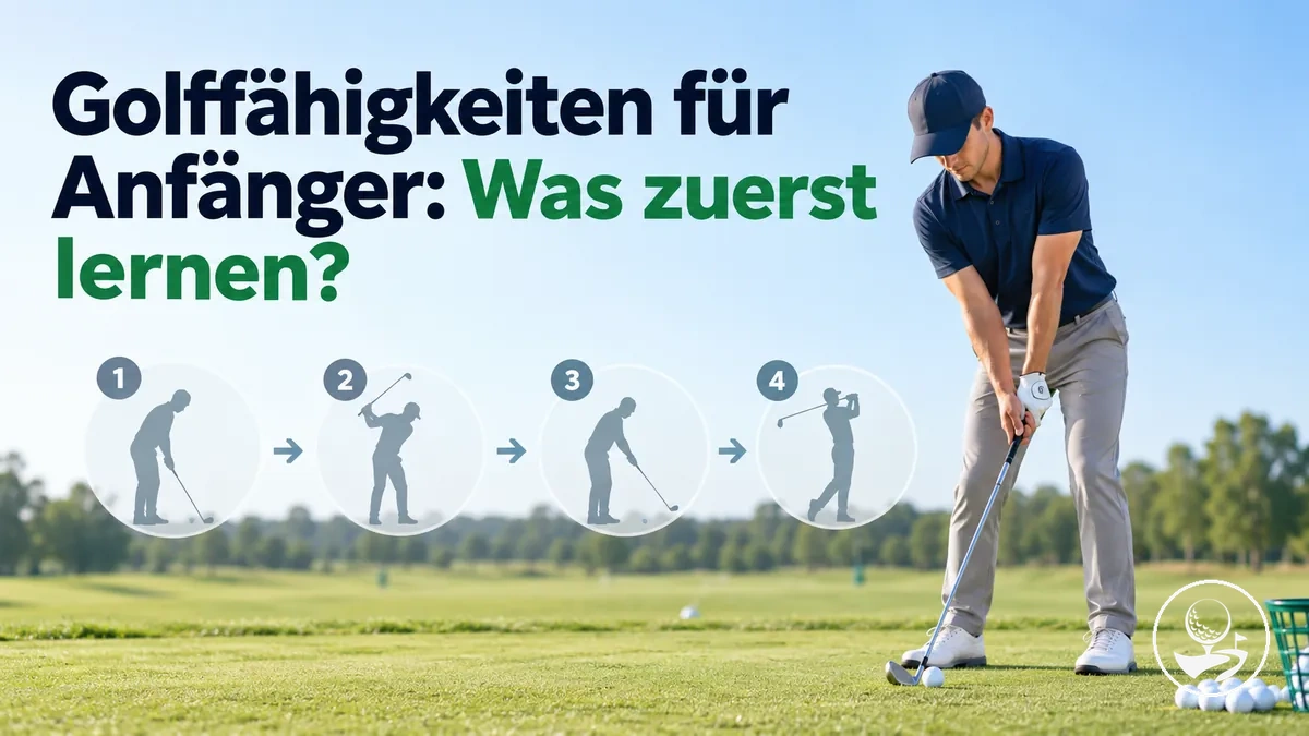 Golfanfänger beim Üben grundlegender Fähigkeiten in sinnvoller Lernreihenfolge