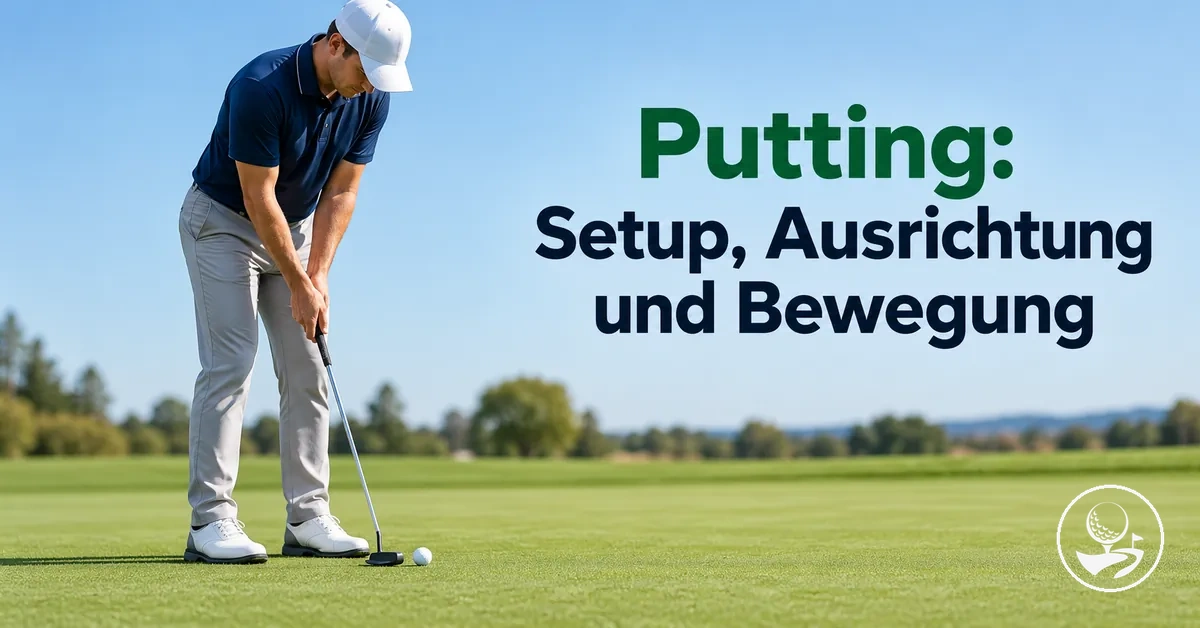 Golfanfänger übt Putting-Setup, Ausrichtung und Puttbewegung