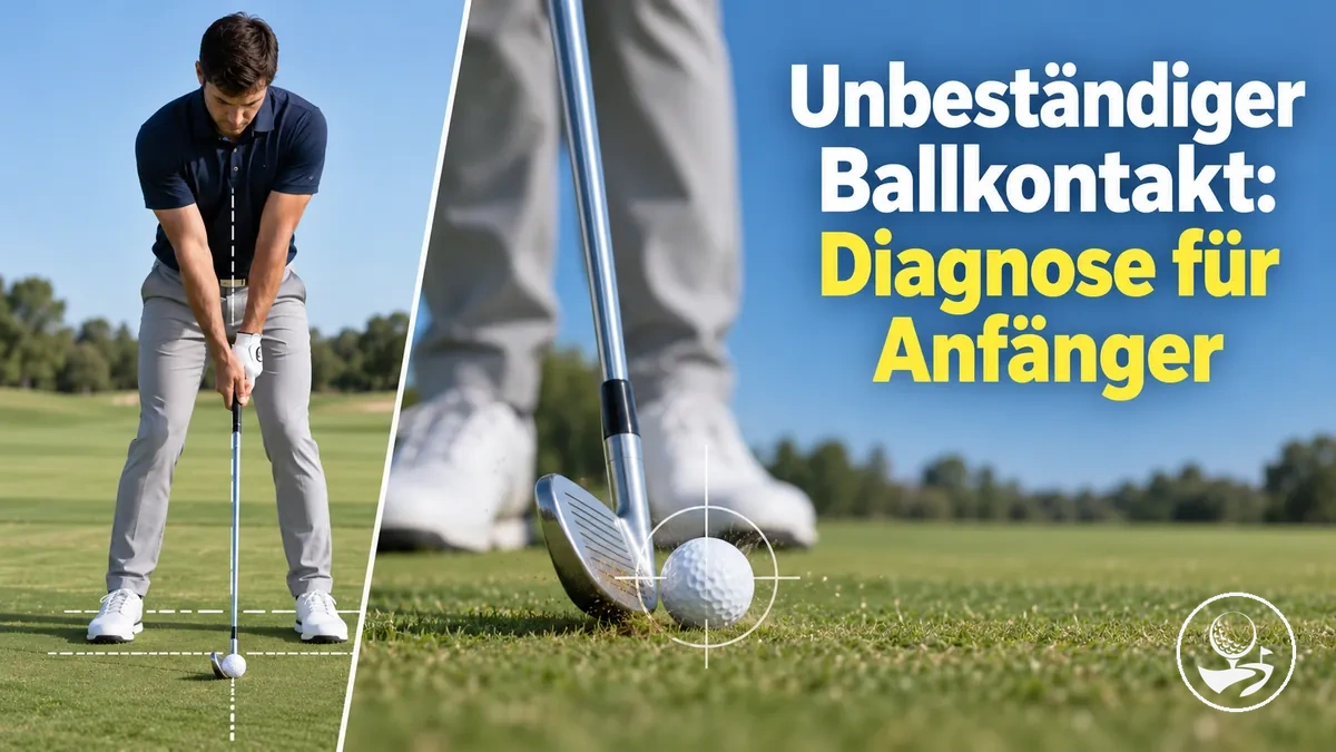 Golfanfänger prüft Setup und Treffmoment bei unbeständigem Ballkontakt