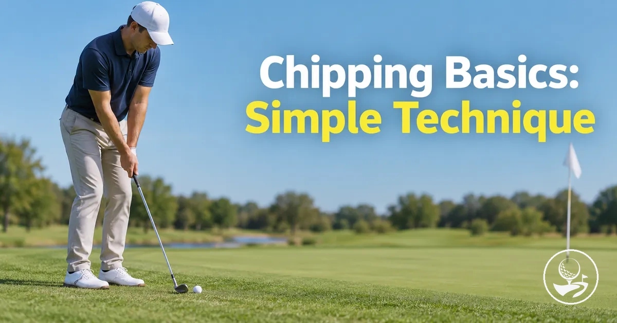 Beginner golfer practising a simple chip around the green
