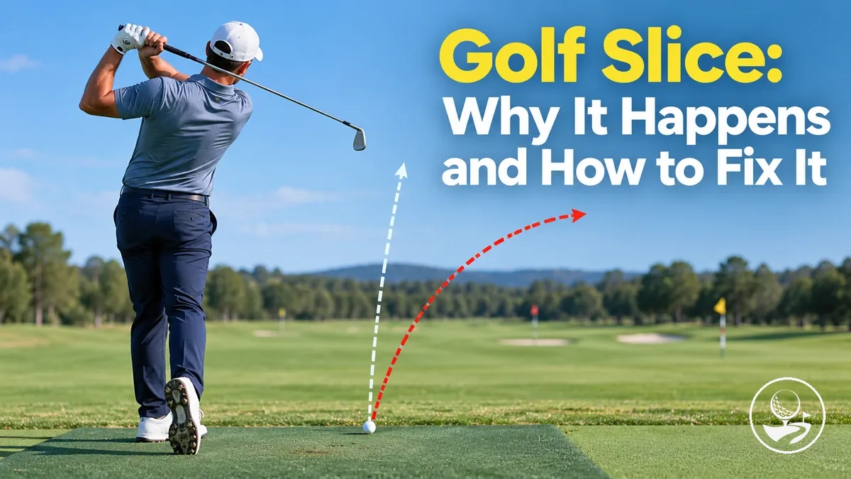 Beginner golfer correcting a slice during swing practice