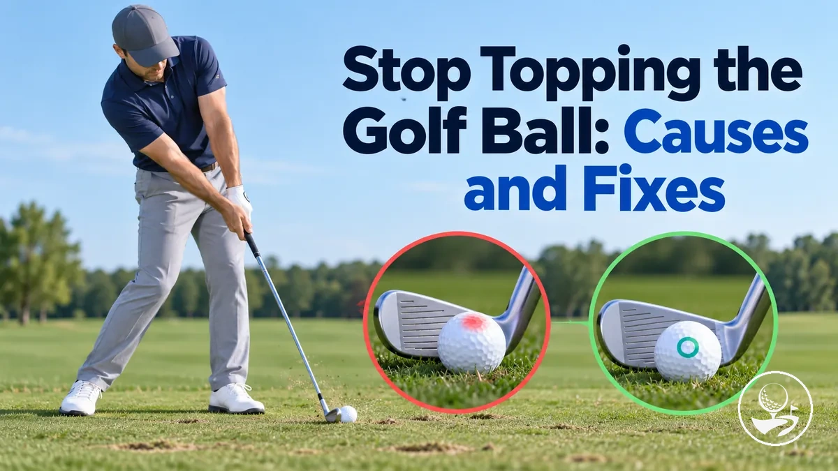 Beginner golfer working to stop topping the golf ball