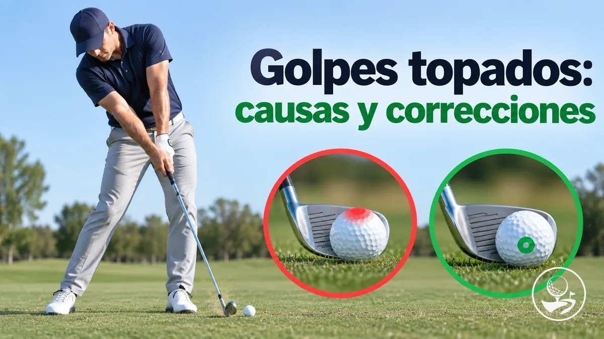 Golfista principiante practicando para evitar golpes topados