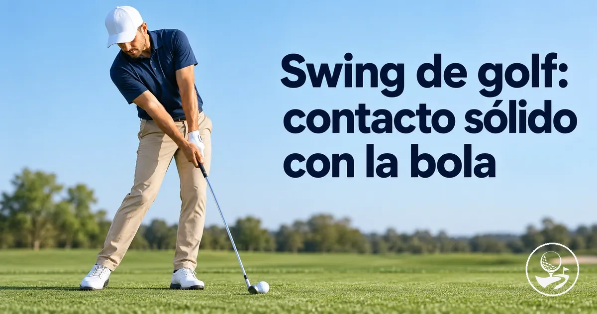 Golfista principiante realizando un swing controlado para lograr un contacto sólido con la bola