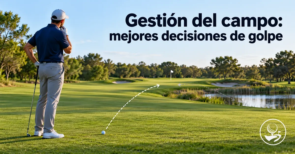 Golfista principiante planificando un golpe más seguro durante la gestión del campo