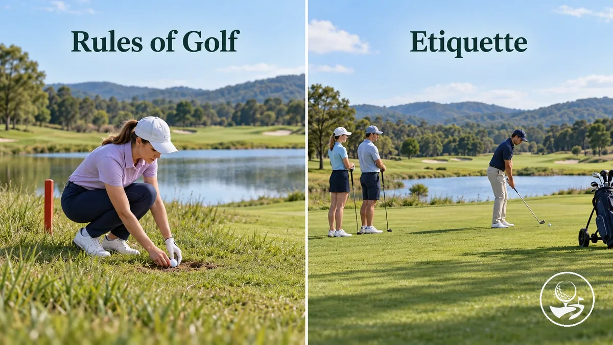 Reglas y etiqueta del golf comparadas en situaciones de principiantes en el campo
