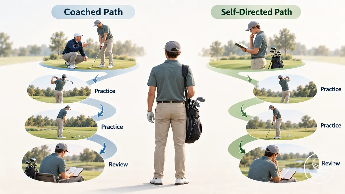 Clases de golf estructuradas y rutas de aprendizaje autodidacta para un principiante