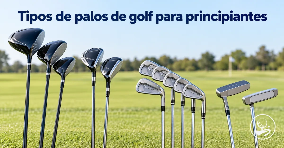 Palos de golf agrupados por tipo para un golfista principiante
