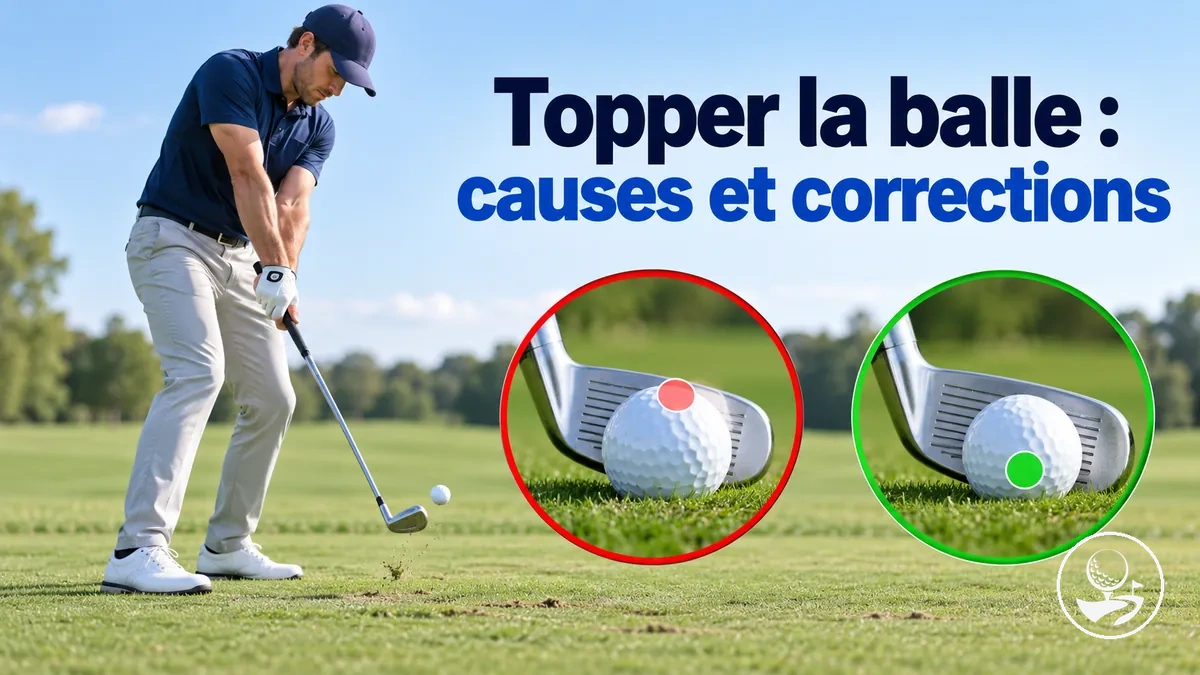 Golfeur débutant travaillant pour éviter de topper la balle de golf