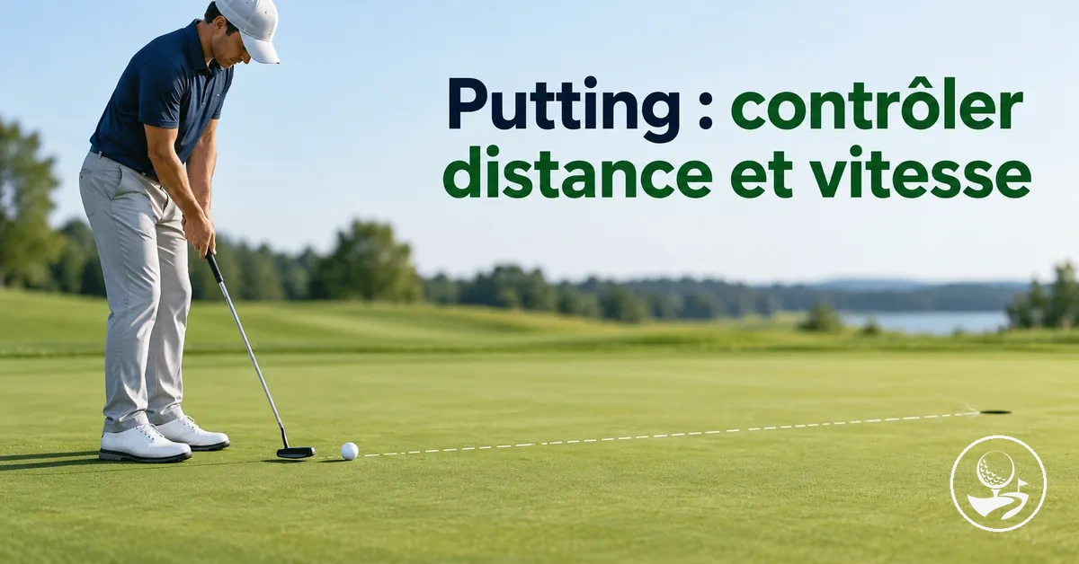 Golfeur débutant travaillant la vitesse et le contrôle de distance au putting