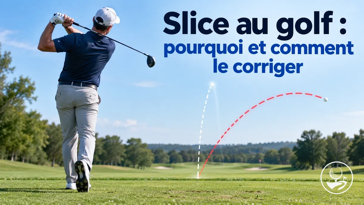 Golfeur débutant corrigeant un slice pendant un entraînement au swing