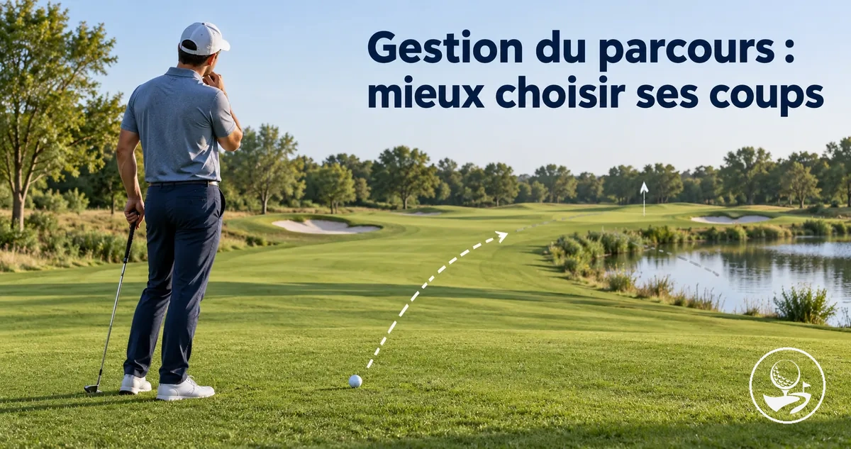 Golfeur débutant planifiant un coup plus sûr dans le cadre de sa gestion du parcours