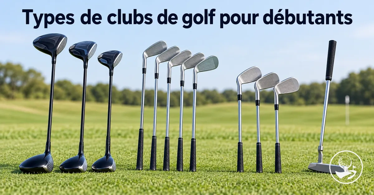 Clubs de golf regroupés par type pour un golfeur débutant
