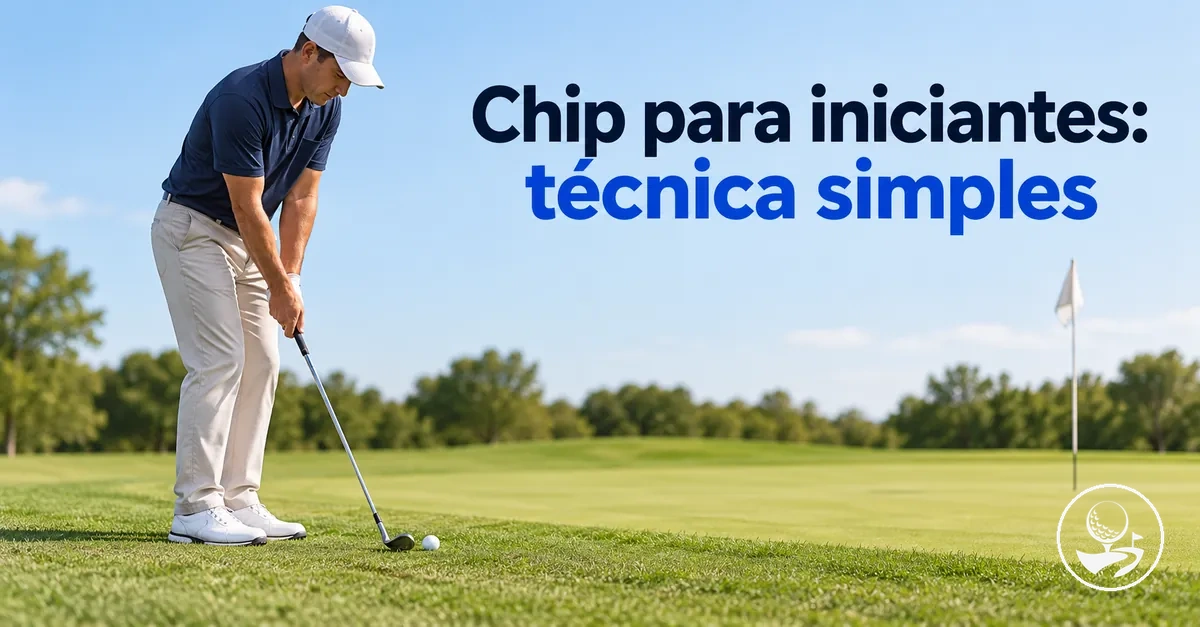 Golfista iniciante praticando um chip simples ao redor do green