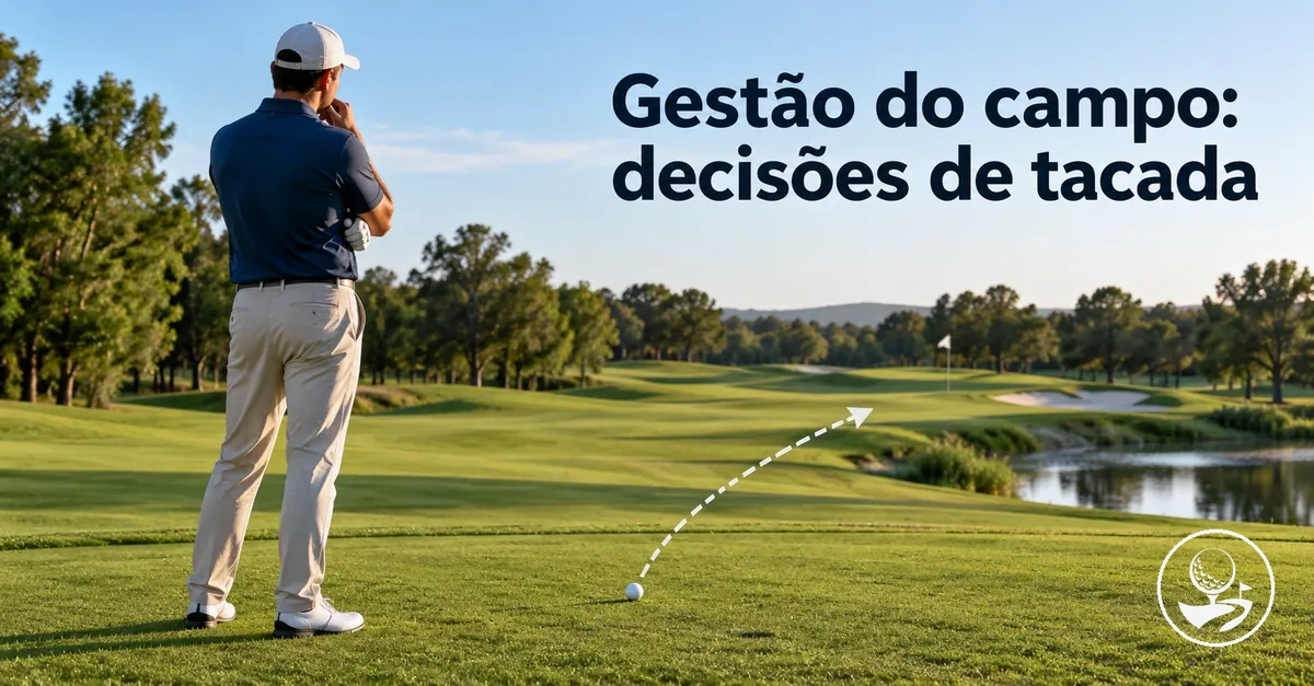 Golfista iniciante planejando uma tacada mais segura durante a gestão do campo