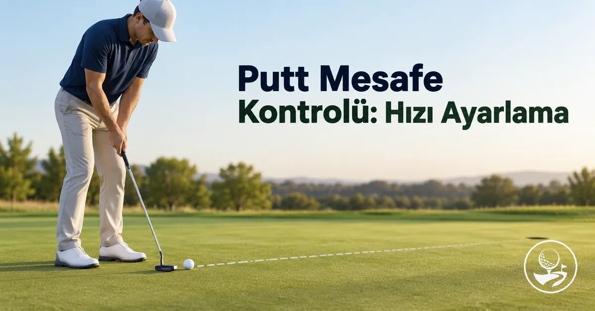 Putt hızını ve mesafe kontrolünü çalışan yeni başlayan bir golfçü