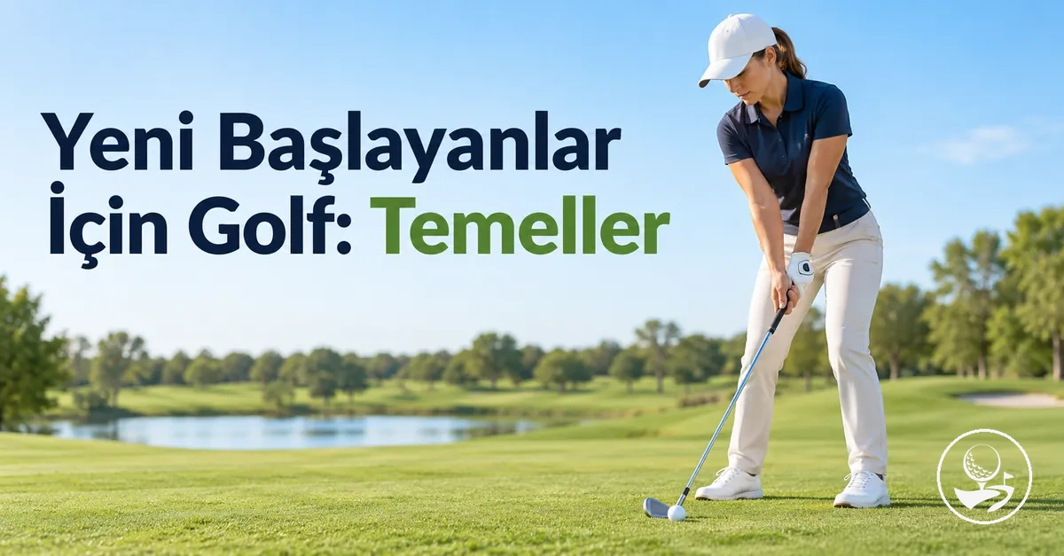 Golf sahasında temel golf becerilerini öğrenen yeni başlayan bir golfçü